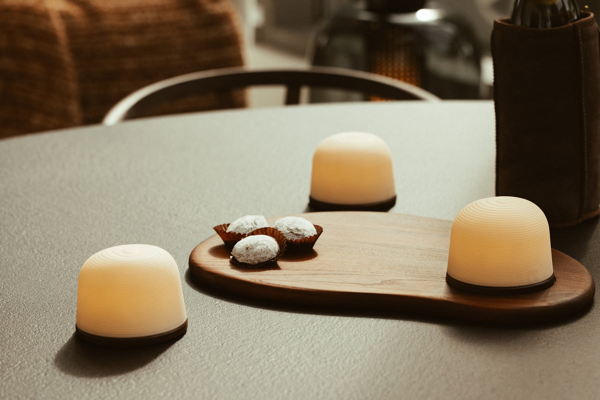 Fondant Small sfeerlamp gerecycleerd op Thermo Es Set/3 | H 7,5 cm x Ø 9,6 cm