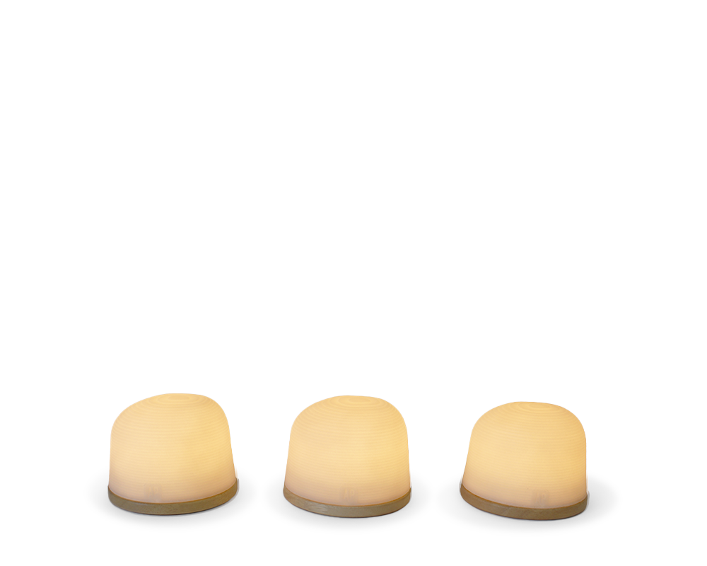 Fondant Small sfeerlamp gerecycleerd op Eik Set/3 | H 7,5 cm x Ø 9,6 cm