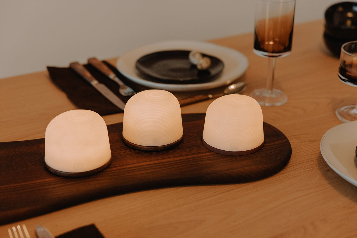 Fondant Small sfeerlamp gerecycleerd op Thermo Es Set/3 | H 7,5 cm x Ø 9,6 cm