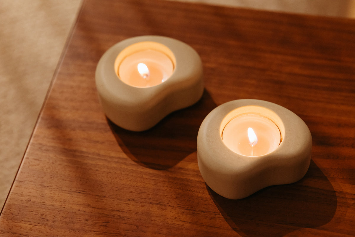 Fondant small T- light holder | ZAND | H 3,2 x 7,3  x 6,2 cm
