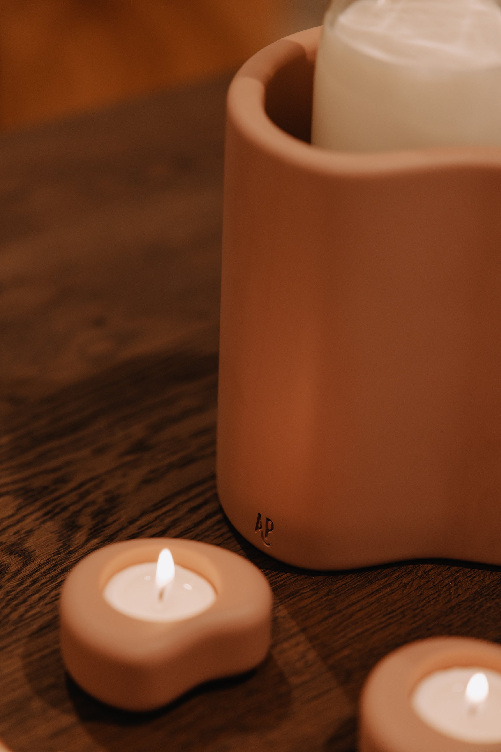 Fondant small T- light holder | MOCHA | H 3,2 x 7,3  x 6,2 cm