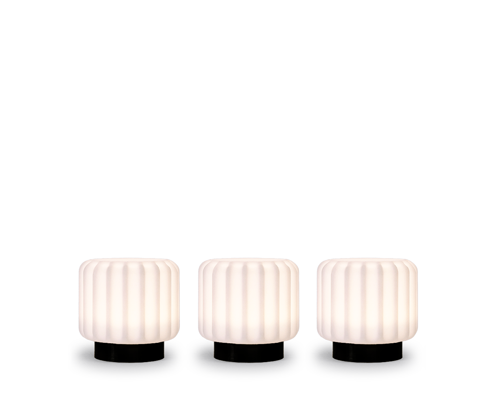 Dentelles 9 light USB recharge ZWARTE basis Set/3 | 9 cm x Ø 9 cm