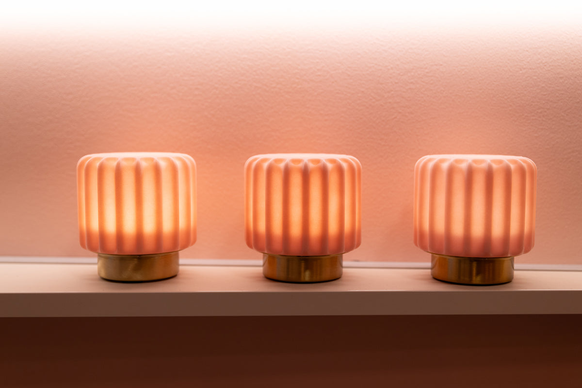 Dentelles 9 licht USB recharge FRAISE/GOUD | 9 cm x Ø 9 cm