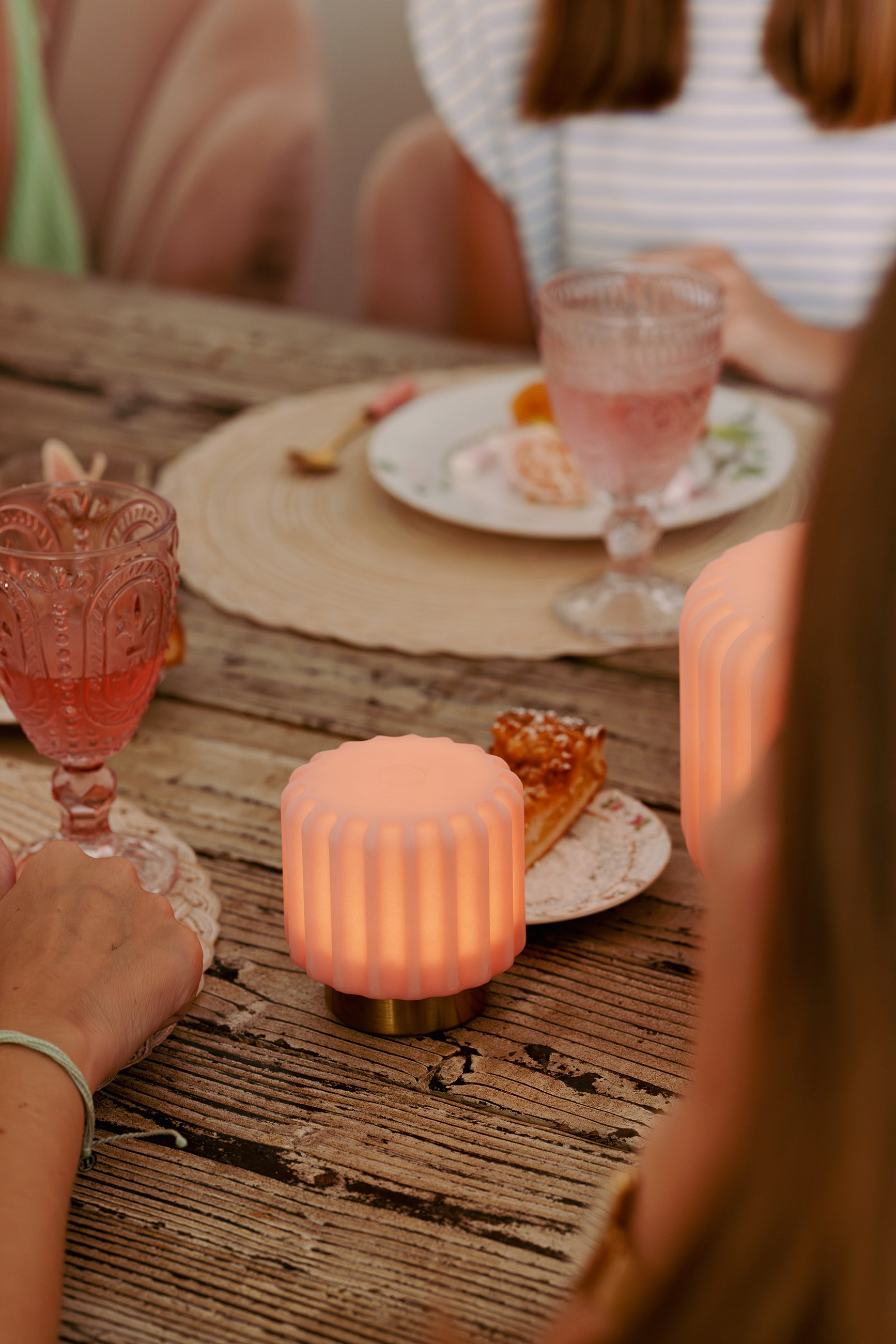 Dentelles 9 licht USB recharge FRAISE/GOUD Set/3 | 9 cm x Ø 9 cm