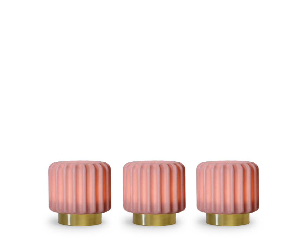 Dentelles 9 licht USB recharge FRAISE/GOUD Set/3 | 9 cm x Ø 9 cm