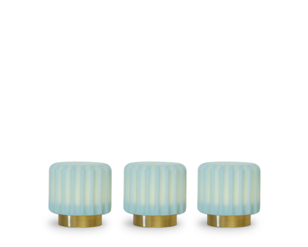 Dentelles 9 licht USB recharge PISTACHE/GOUD Set/3 | 9 cm x Ø 9 cm