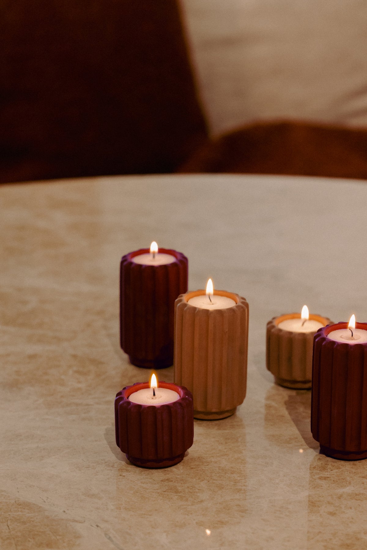 Dentelles T- LIGHT tall | Mocha | 9,5 x dia 6 cm