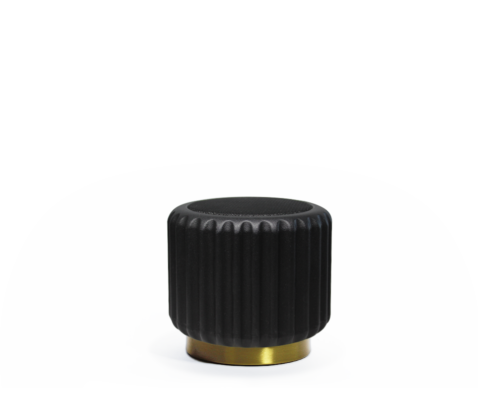 Dentelles Zwarte speaker USB recharge gouden basis | 12,5 cm x Ø 13,5 cm