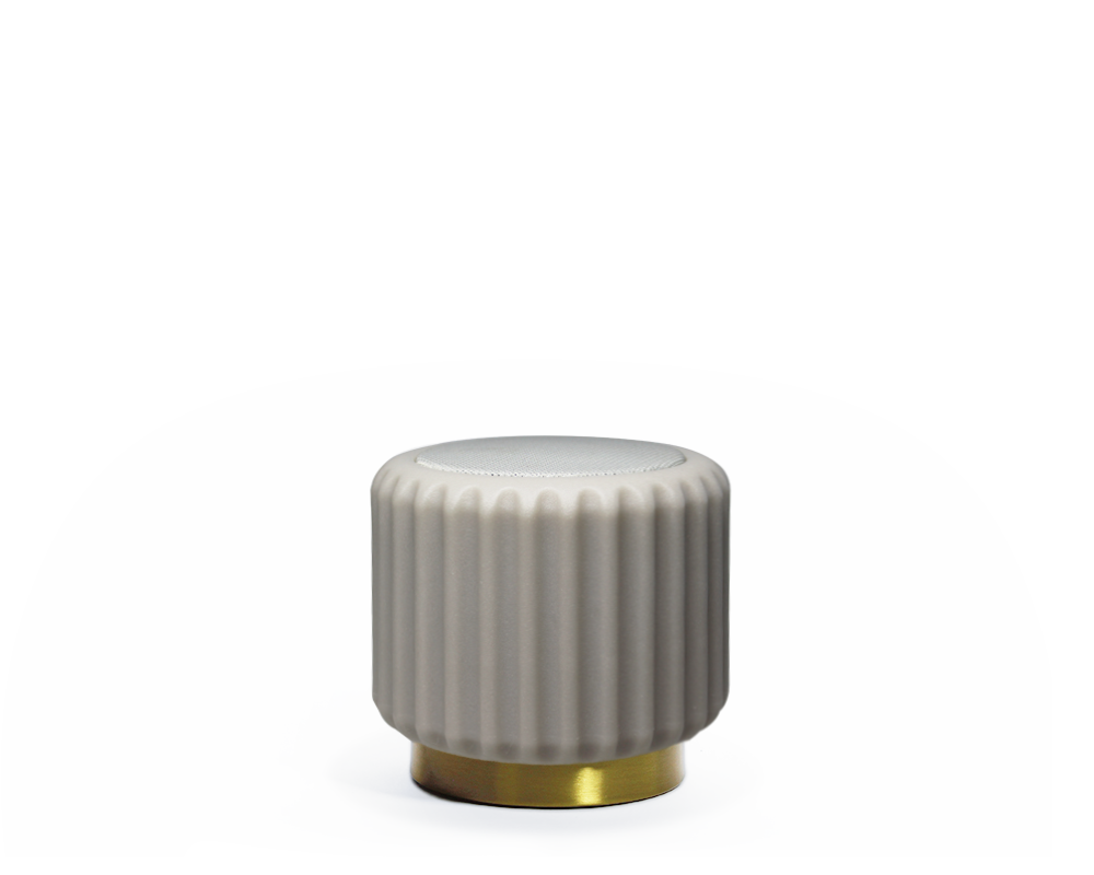 Dentelles Grijze speaker USB recharge gouden basis | 12,5 cm x Ø 13,5 cm
