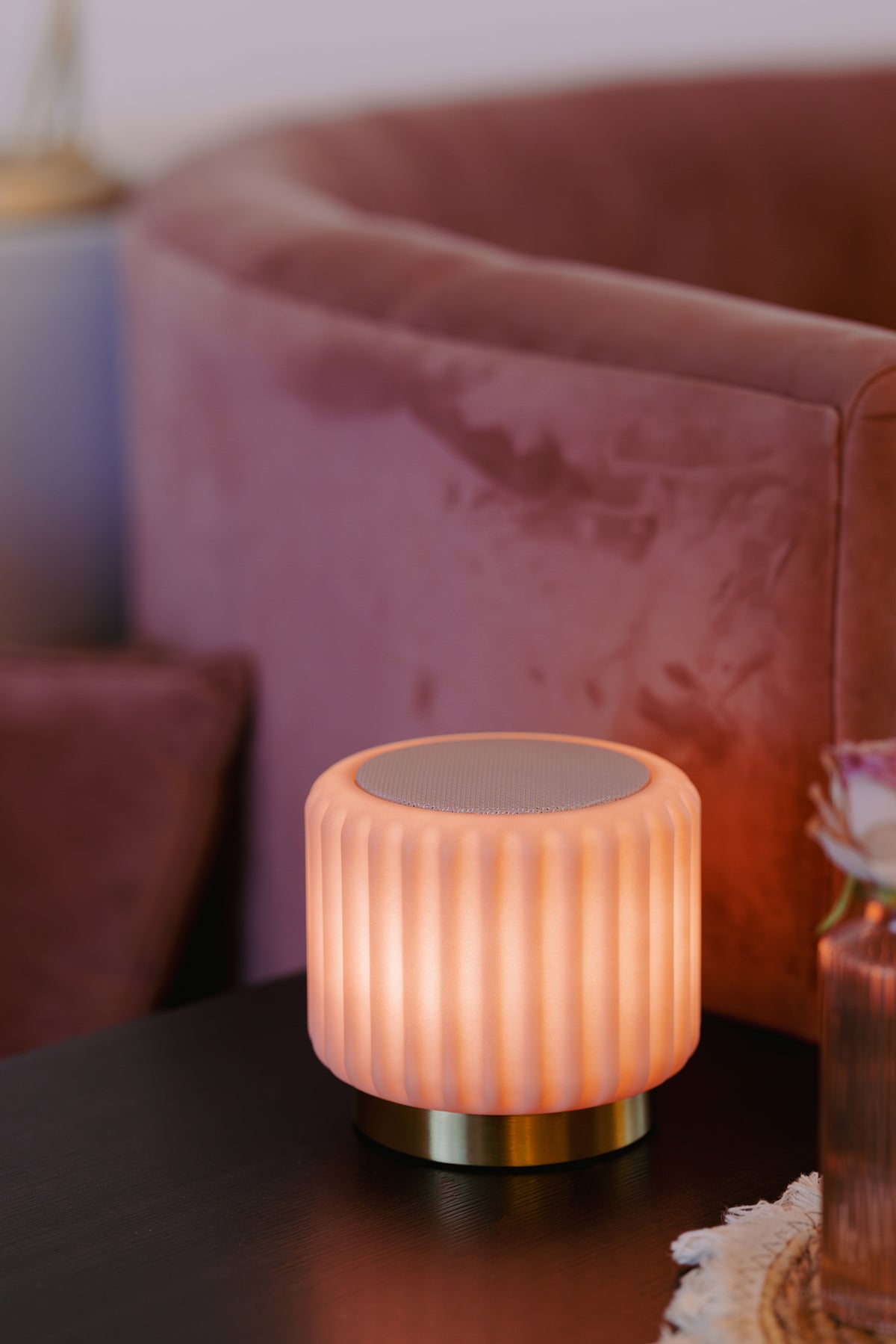 Dentelles speaker + Licht USB recharge FRAISE/GOUD | 12,5 cm x Ø 13,5 cm