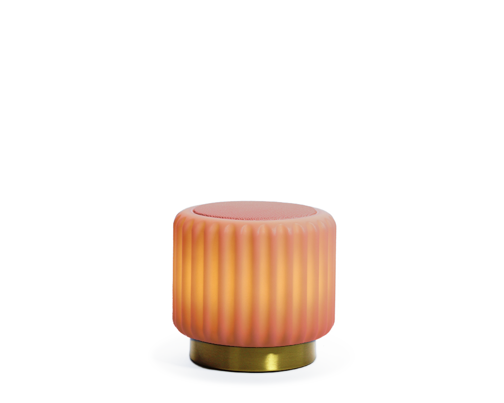 Dentelles speaker + Licht USB recharge FRAISE/GOUD | 12,5 cm x Ø 13,5 cm