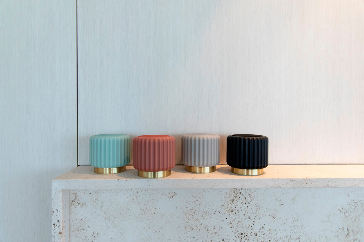 Dentelles Eucalyptus speaker USB recharge gouden basis | 12,5 cm x Ø 13,5 cm