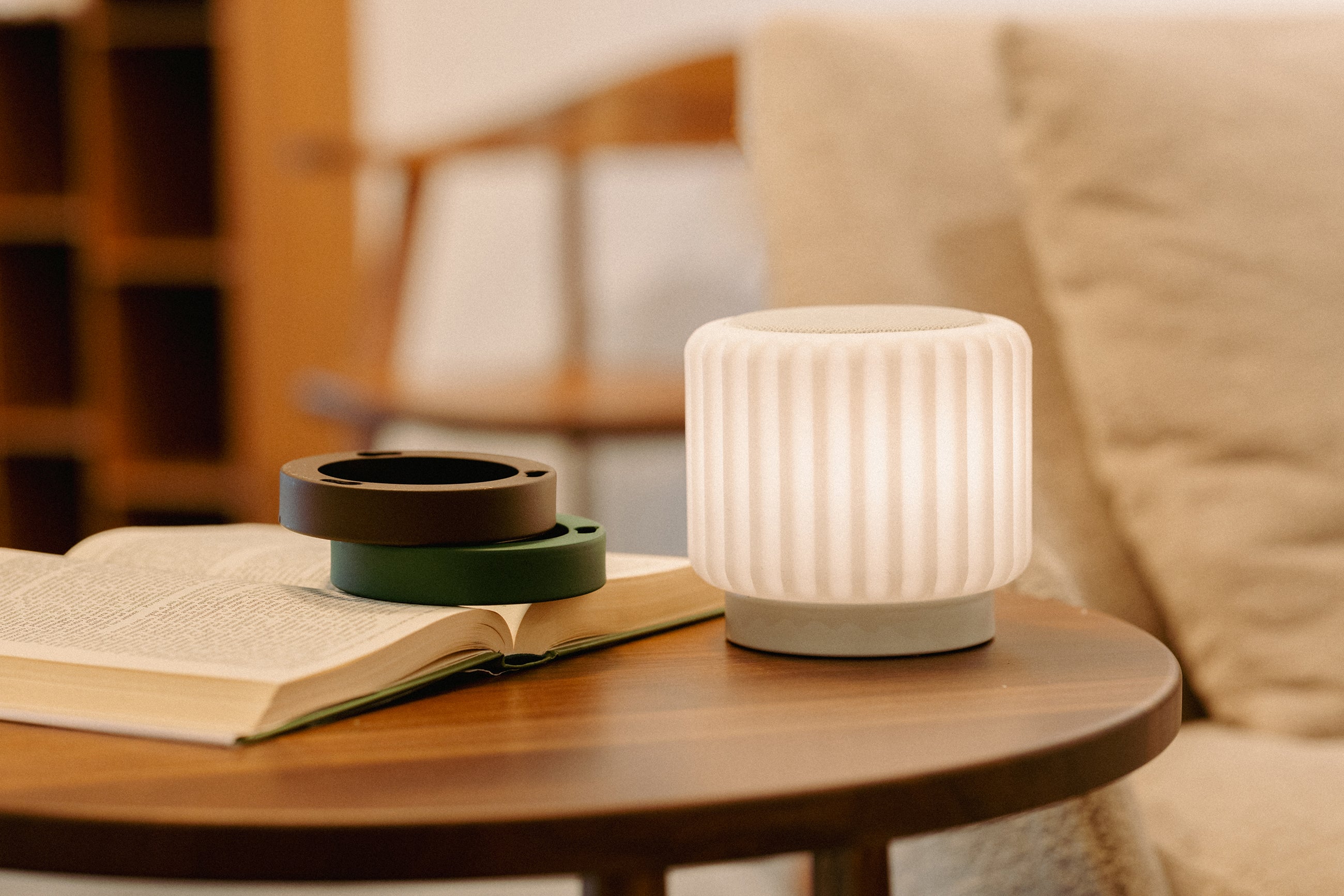 Dentelles set 3 ringen ZIJDE/OLIJF/BRUIN voor modellen speaker | H 2,2 Ø 10,5 cm