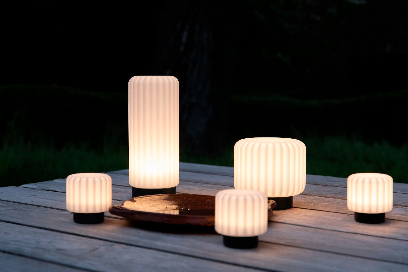 Dentelles 9 light USB recharge ZWARTE basis Set/3 | 9 cm x Ø 9 cm