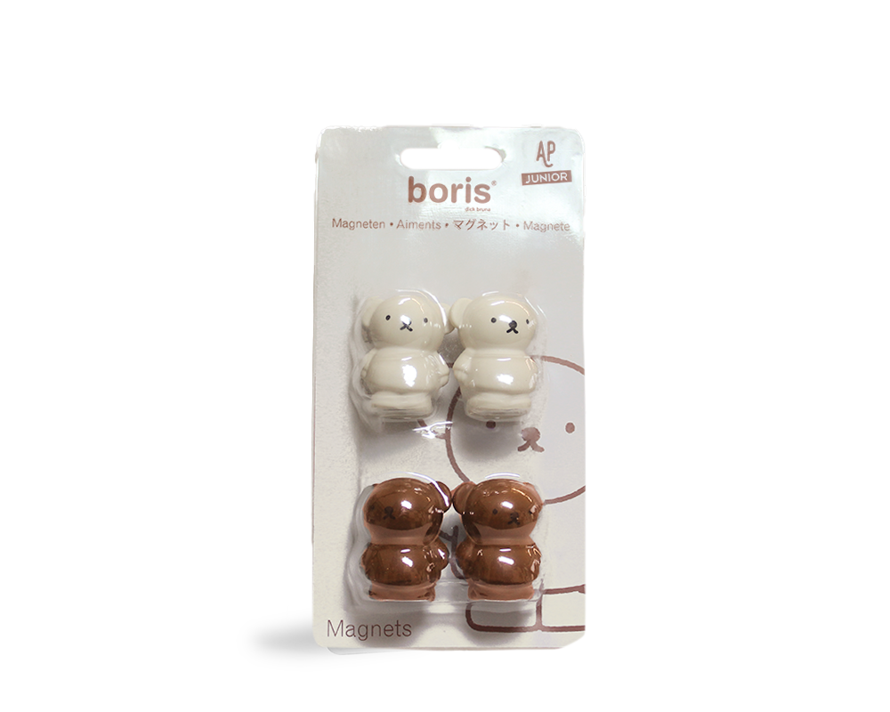 BORIS MAGNEET 4 in blister | 2 Bruin 2 Zand | H3,4 X 2,8 X 2,3 CM