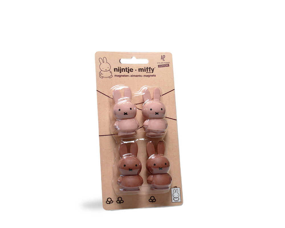 nijntje MIX Magneten 2 POWDER & 2 TERRA in blister | H4,6 Ø2,5 CM