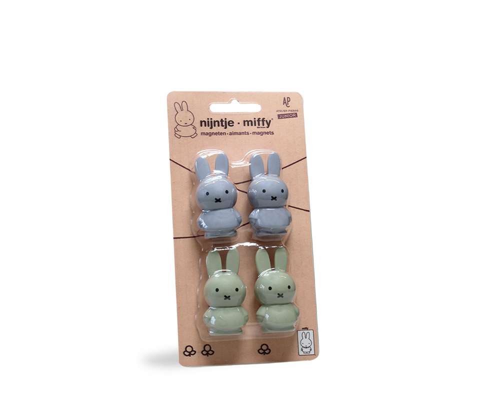 nijntje MIX Magneten 2 SILVER BLUE & 2 EUCALYPTUS in blister | H4,6 Ø2,5 CM
