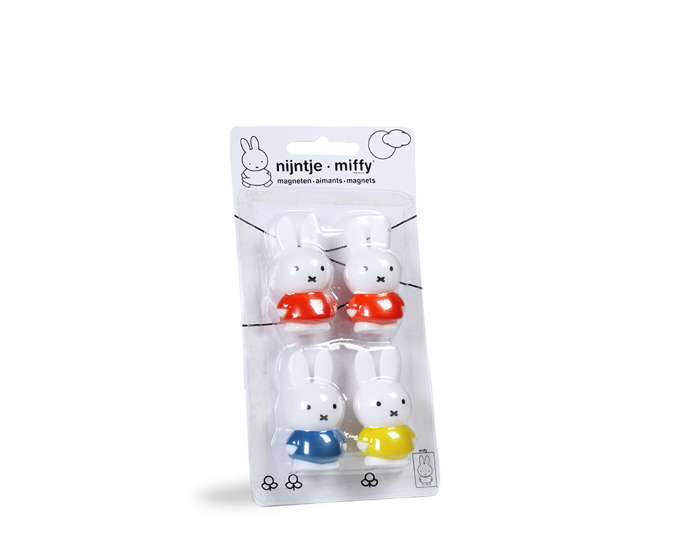 nijntje Original MIX Magneten 4 in blister | 2 ROOD 1 BLAUW 1 GEEL | H4,6 Ø2,5 CM