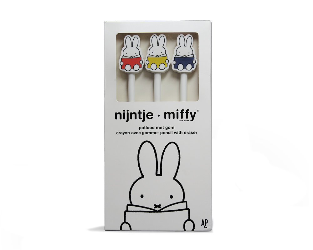 miffy reads MIX Pencil set 3 | 1 RED 1 BLUE 1 YELLOW | H21.5 Ø2.5 CM