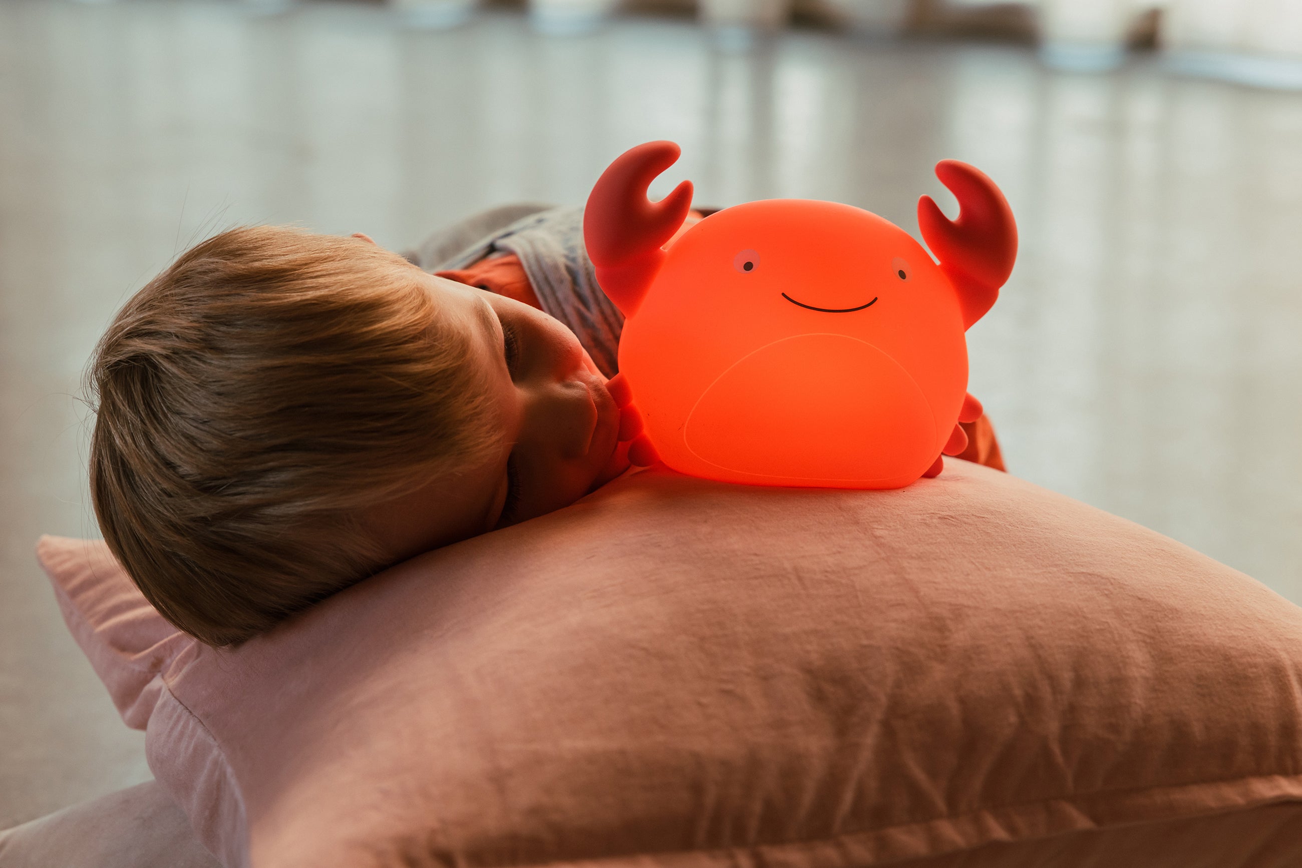 Theo krab KORAAL LED LICHTJE, USB recharge | H 12,8 x 18 x 9,6 cm
